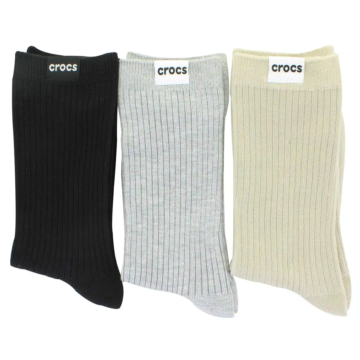Women's Crocs Solid Ribbed Crew 3-Pair Pack