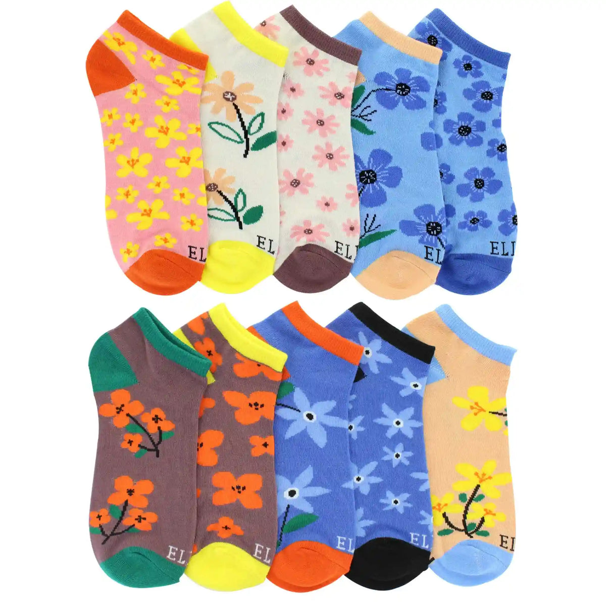 Women's Elle Floral-Print No-Show 10 For $10