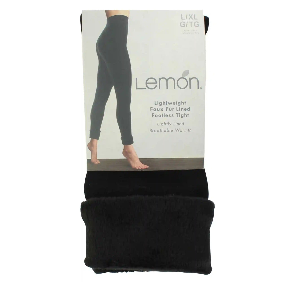 Women's Lemon Faux-Fur Lined Footless Tight L/XL