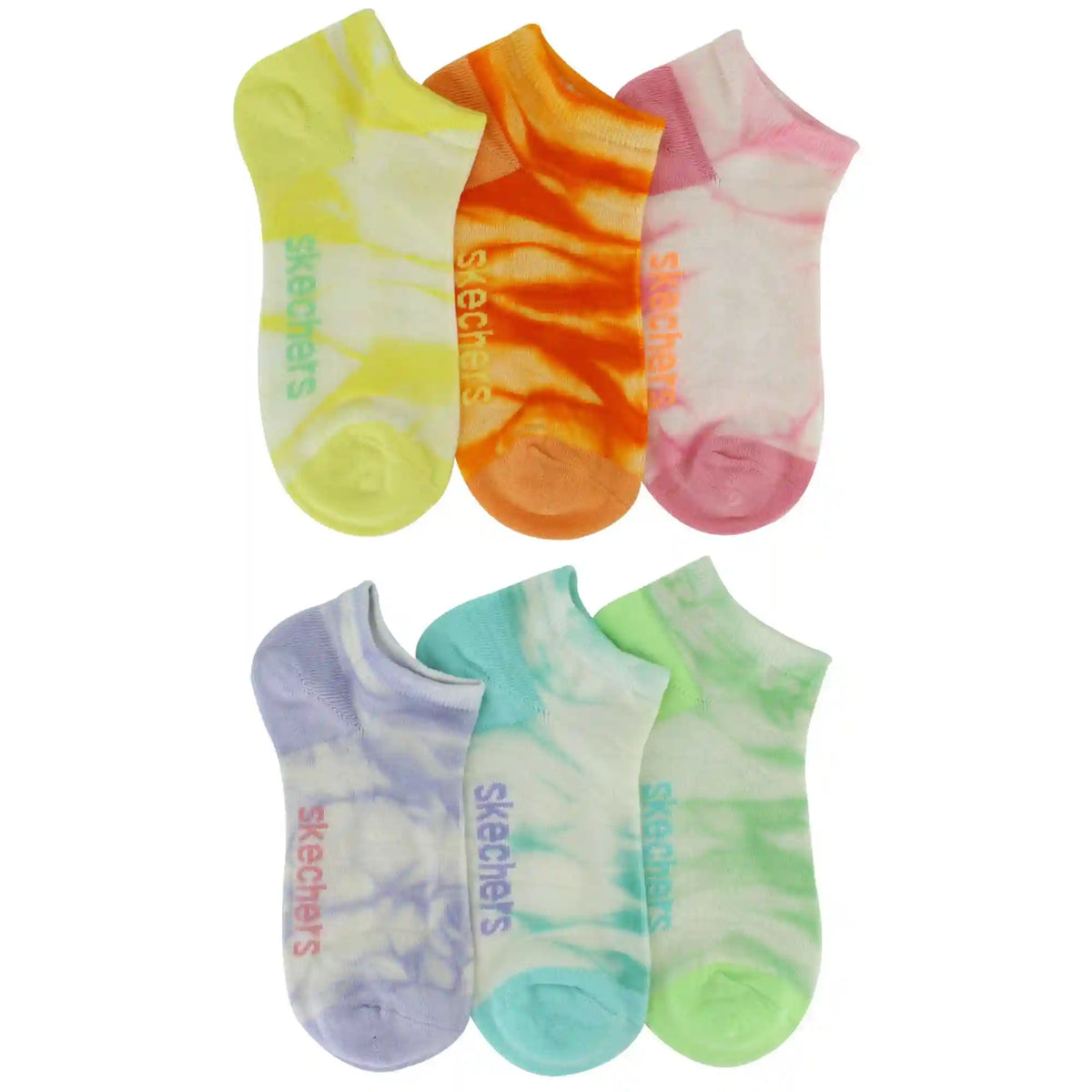 Girls' Skechers Tie-Dye Low-Cut 6-Pair Pack