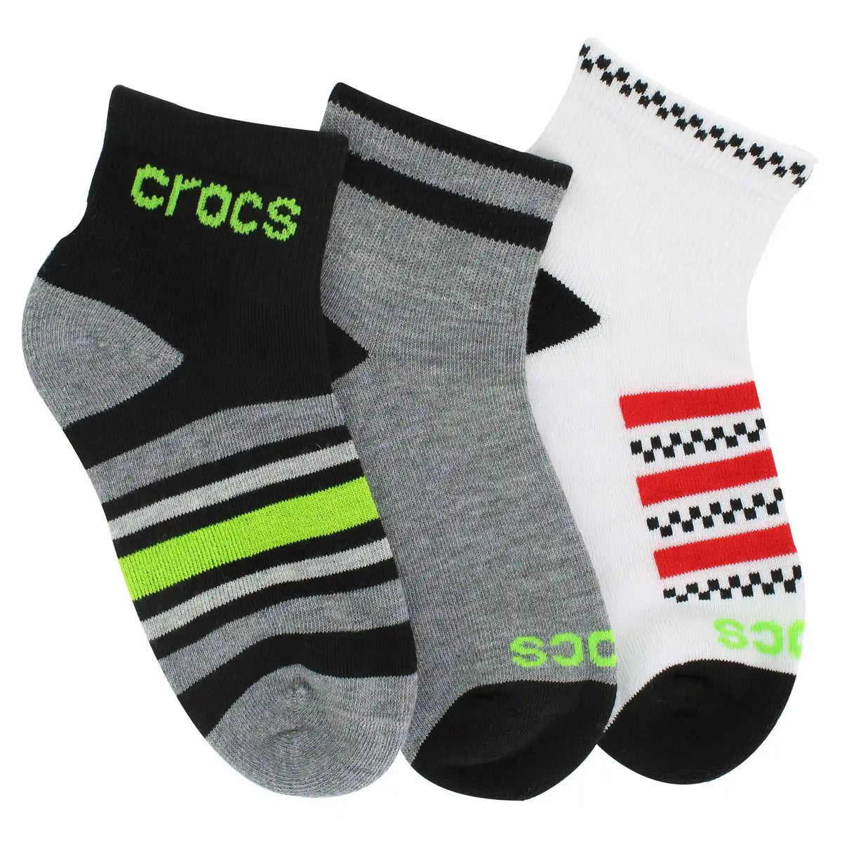Kids' Crocs Motorcross Quarter 3-Pair Pack