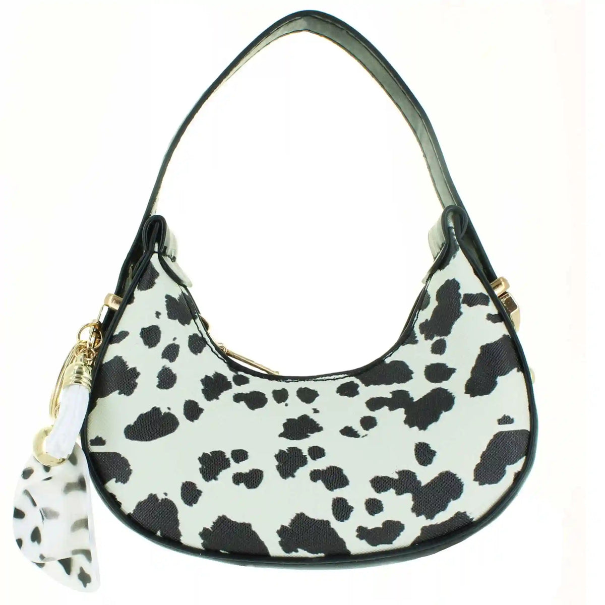 a little obsessed Black Cow-Print Mini Bag & Charm