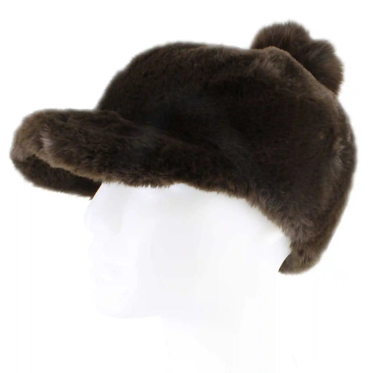 Couture Gems Fluffy Cap With Faux-Fur Pom