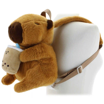 Carried Away Boba Tea Capybara Plush Backpack