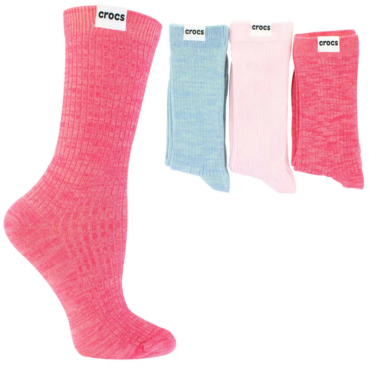 Women's Crocs Marled Ribbed Crew 3-Pair Pack