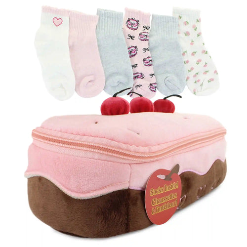 Women's Moon Cake Cherry Plush Pouch & Socks