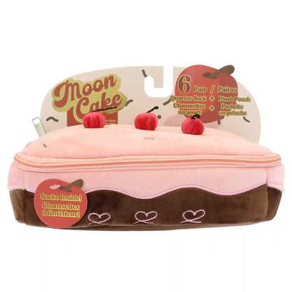 Women's Moon Cake Cherry Plush Pouch & Socks