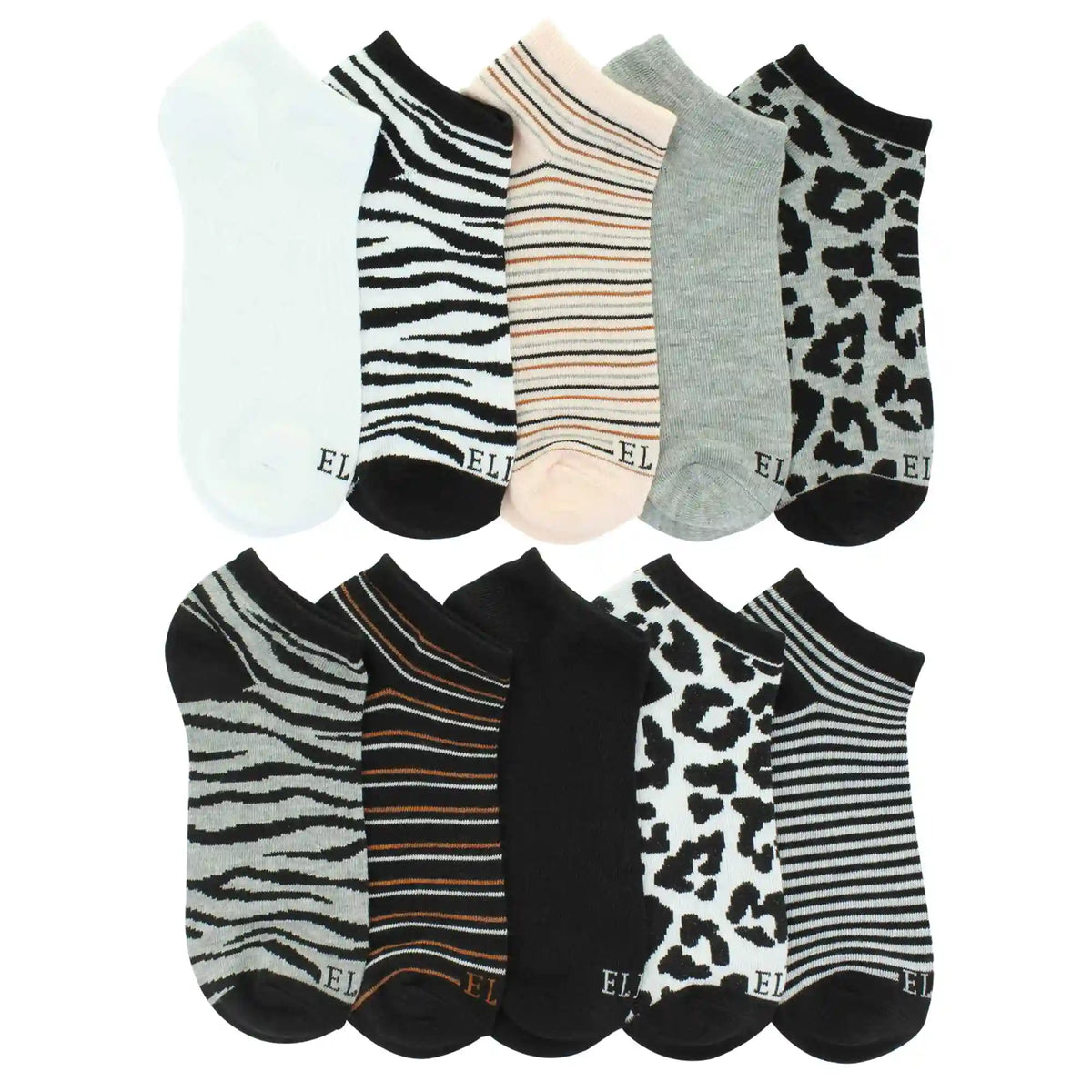 Women's Elle Animal-Print No-Show 10 For $10