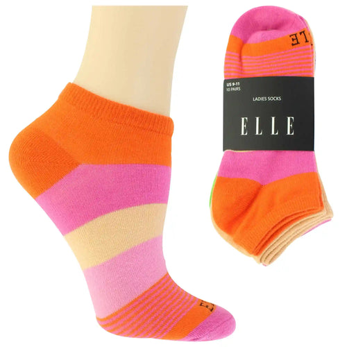 Women's Elle Bold Stripes No-Show 10 For $10