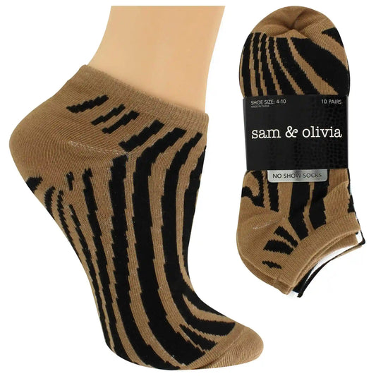 Women's Sam & Olivia Zebra No-Show 10 for $10
