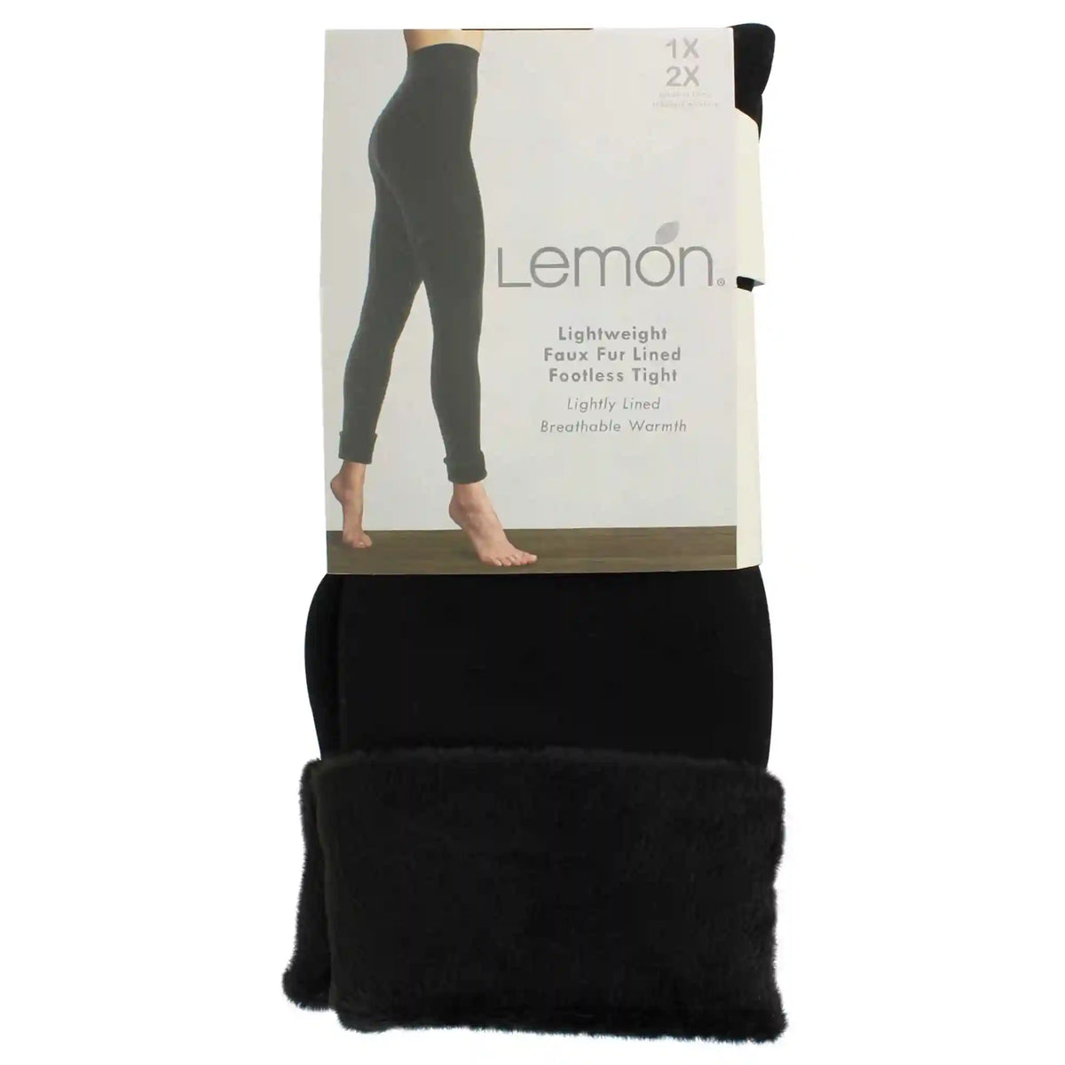 Women's Lemon Faux-Fur Lined Footless Tight 1X/2X