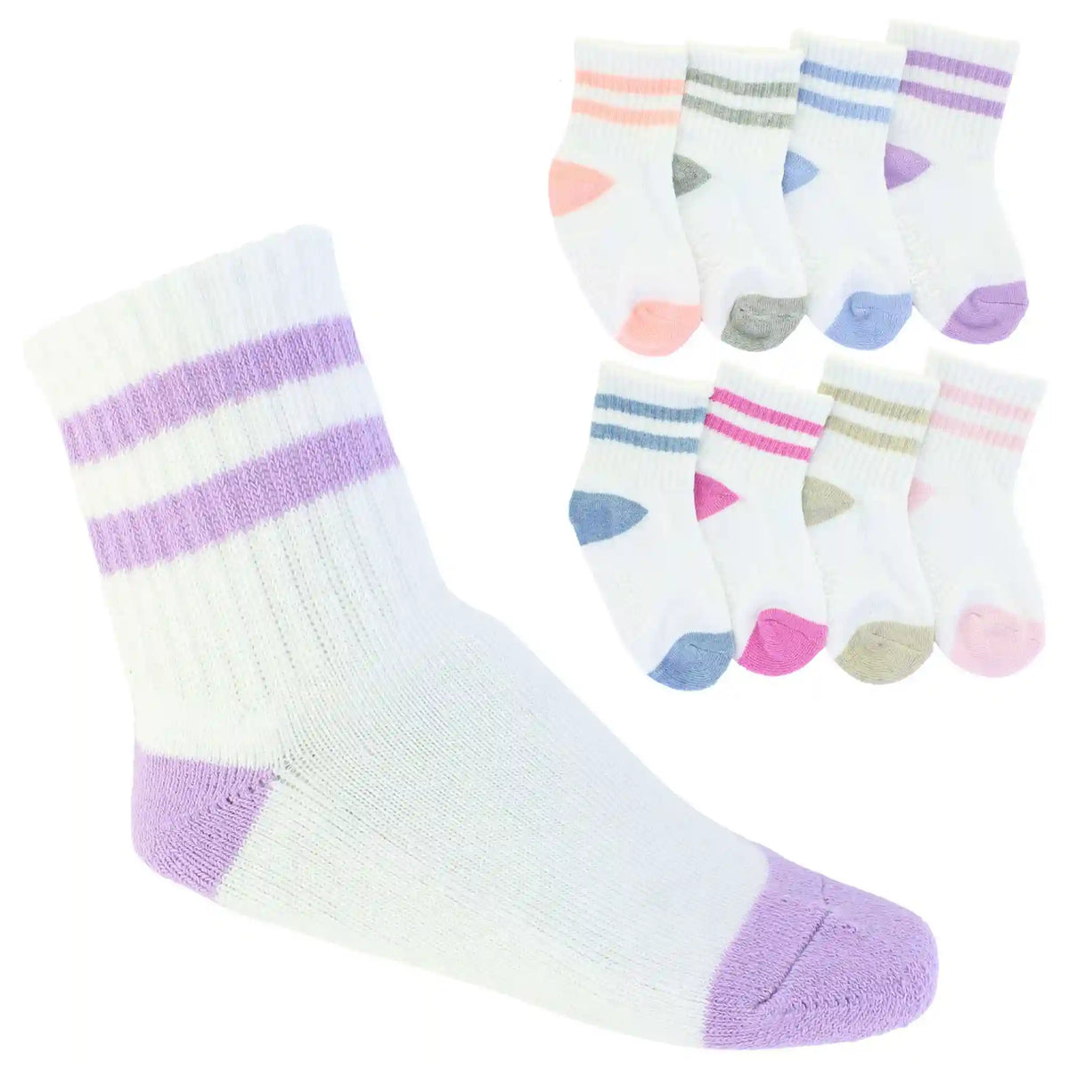 Infants' Capelli Non-Slip Cushioned Crew 8 Pairs