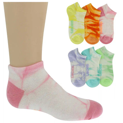 Girls' Skechers Tie-Dye Low-Cut 6-Pair Pack