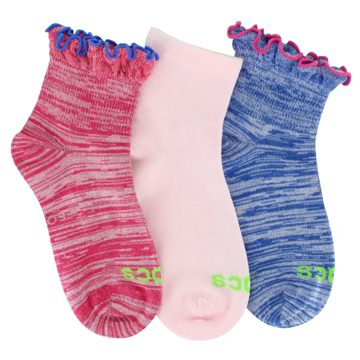 Kids' Crocs Marled Ruffled Ankle 3-Pair Pack