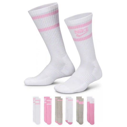 Kids' Nike Everyday Logo Stripe Crew 6-Pair Pack