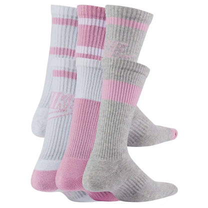 Kids' Nike Everyday Logo Stripe Crew 6-Pair Pack