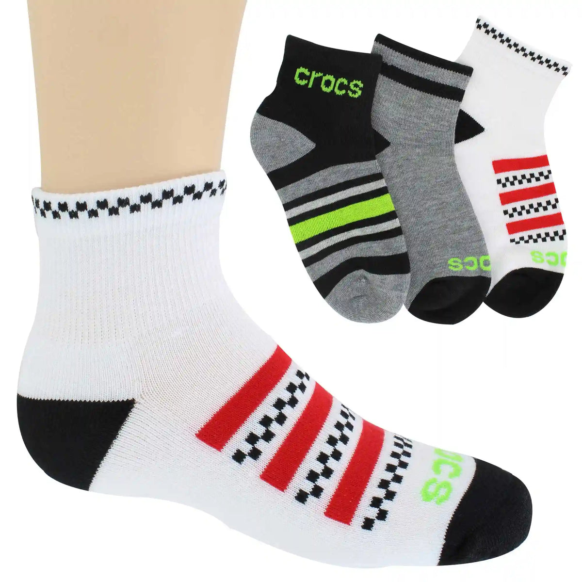 Kids' Crocs Motorcross Quarter 3-Pair Pack