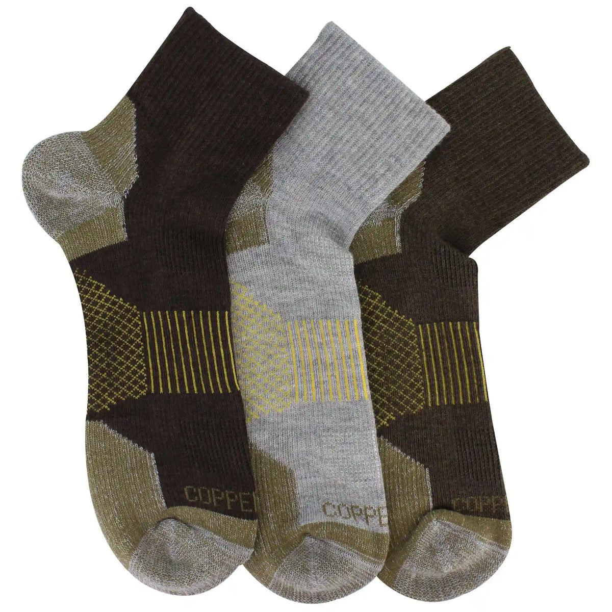 Men's Copper Fit Quarter Crew Work Socks 3 Pairs