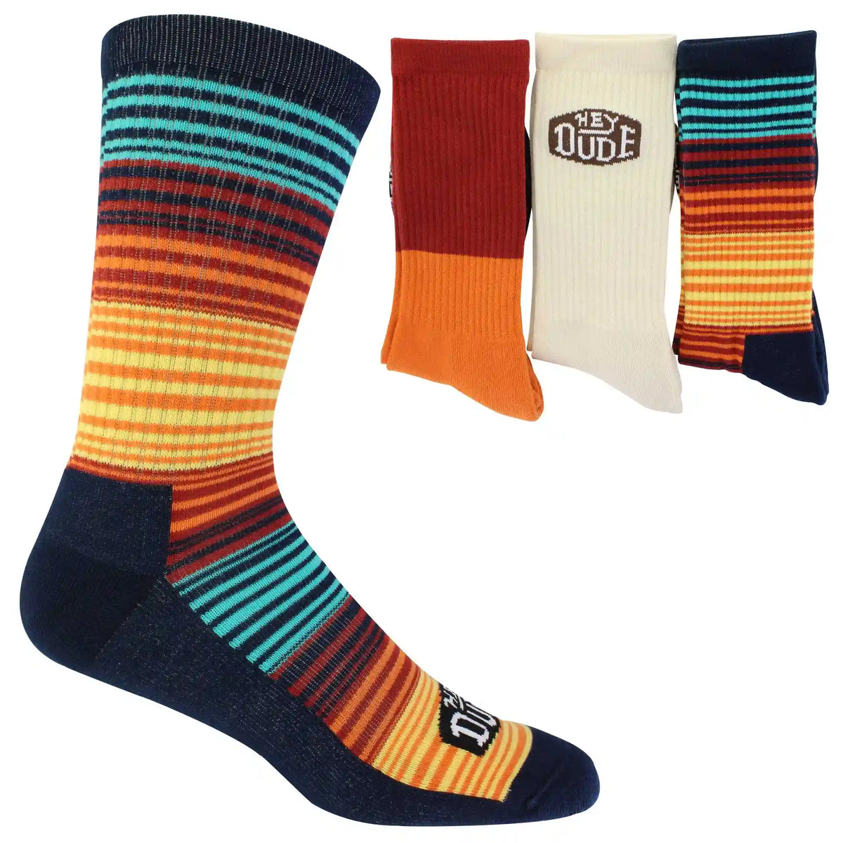 Men's HEYDUDE Multi-Striped Crew 3-Pair Pack