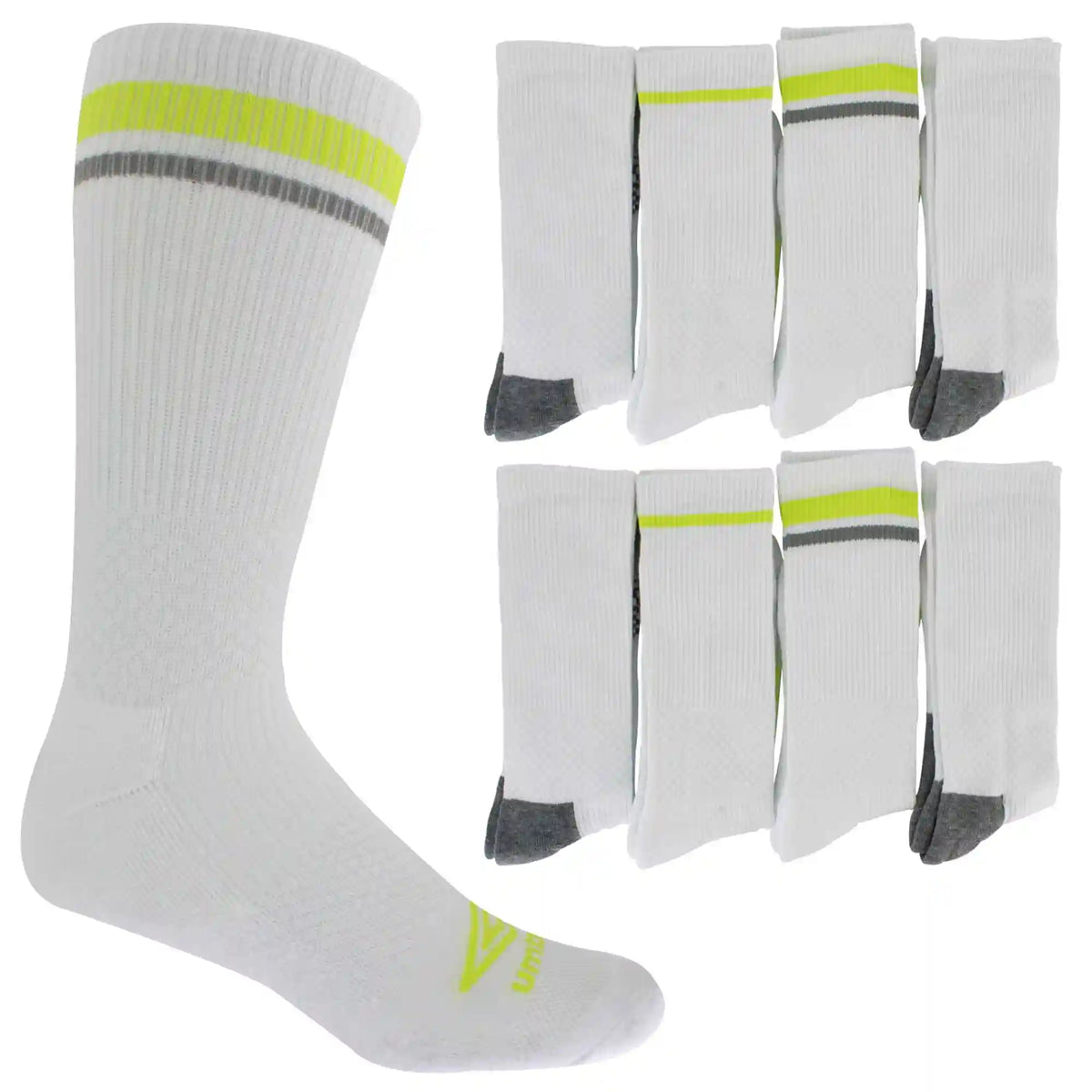Men's Umbro Striped Performance Crew 8-Pair Pack
