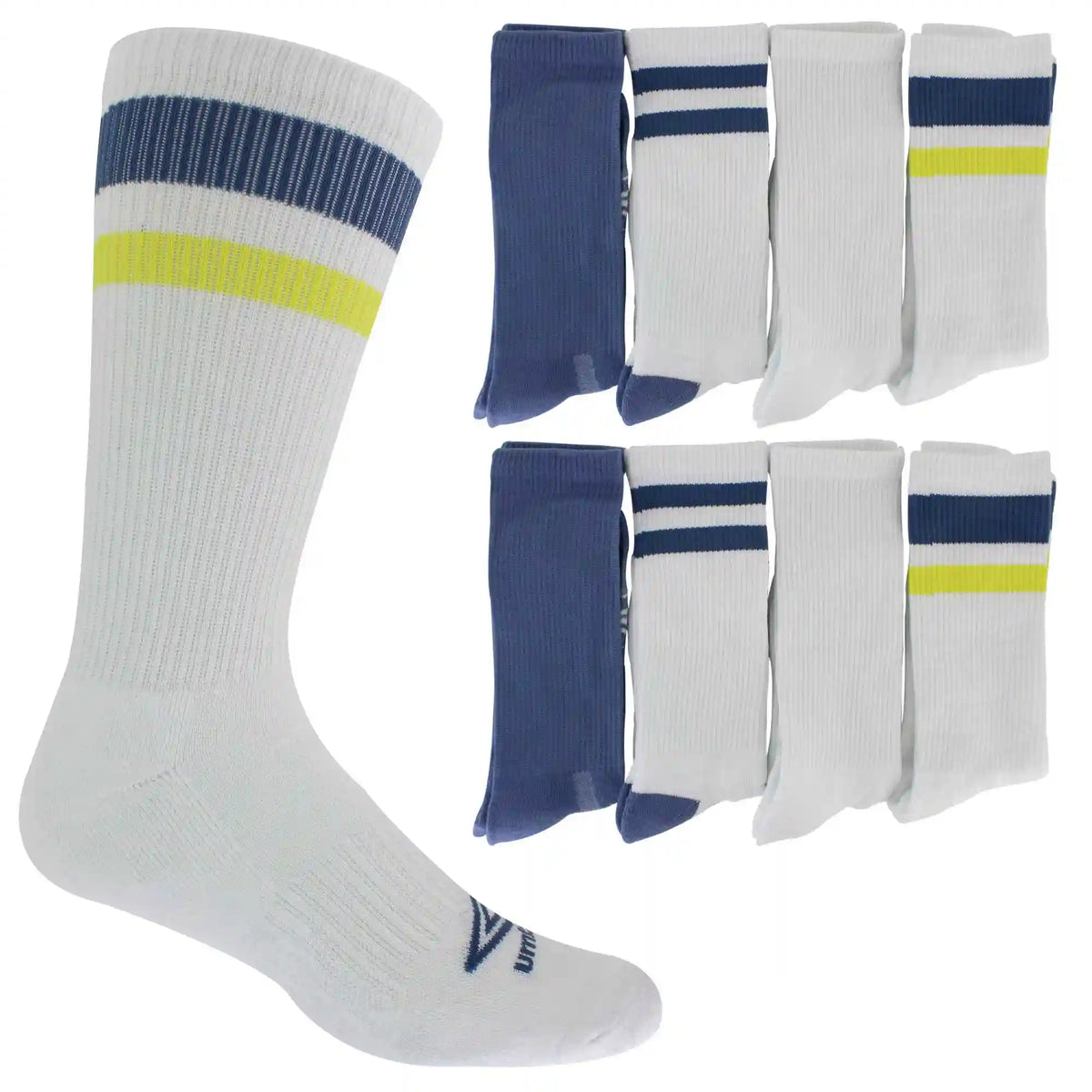 Men's Umbro Striped Performance Crew 8-Pair Pack