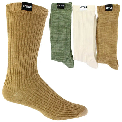Men's Crocs Solid Ribbed Crew 3-Pair Pack
