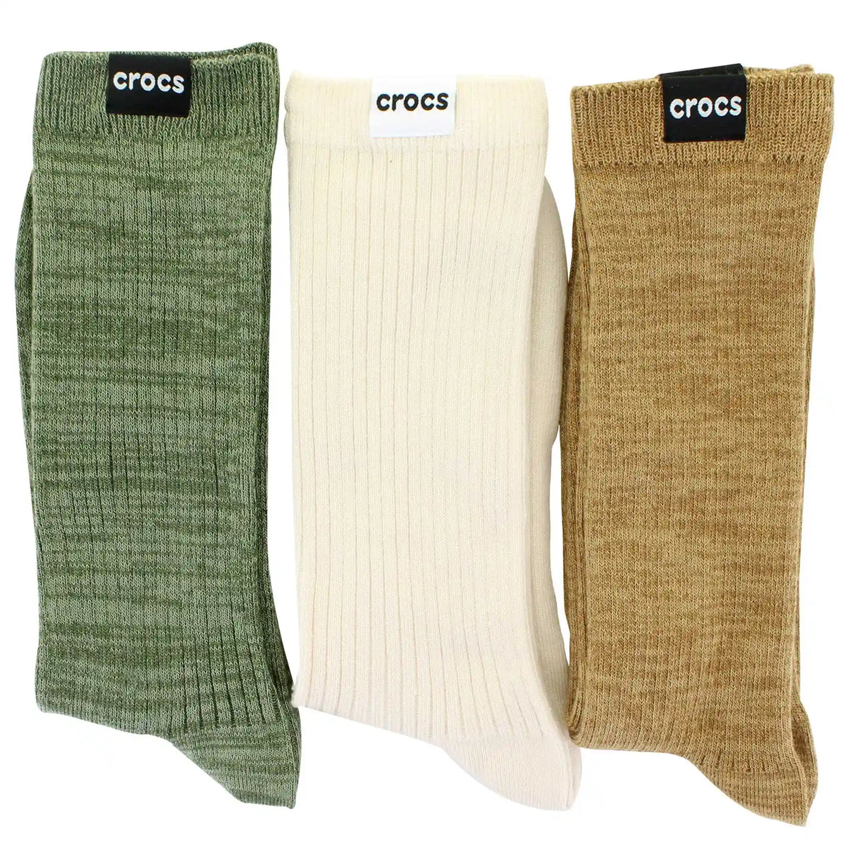 Men's Crocs Solid Ribbed Crew 3-Pair Pack
