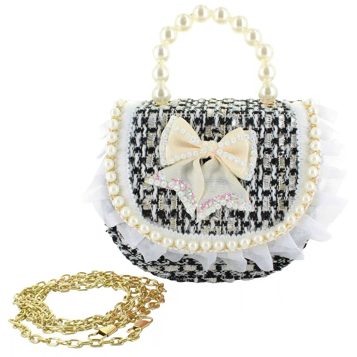Willow & Ruby Tweed With Rhinestone Bow Mini Bag