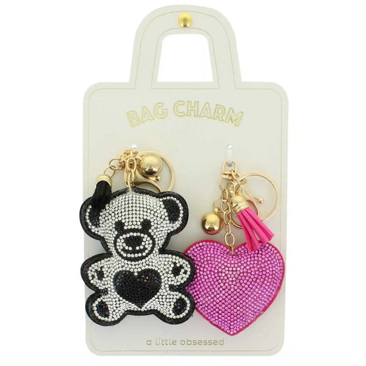 a little obsessed Bear Keychain and Bag Clip Set
