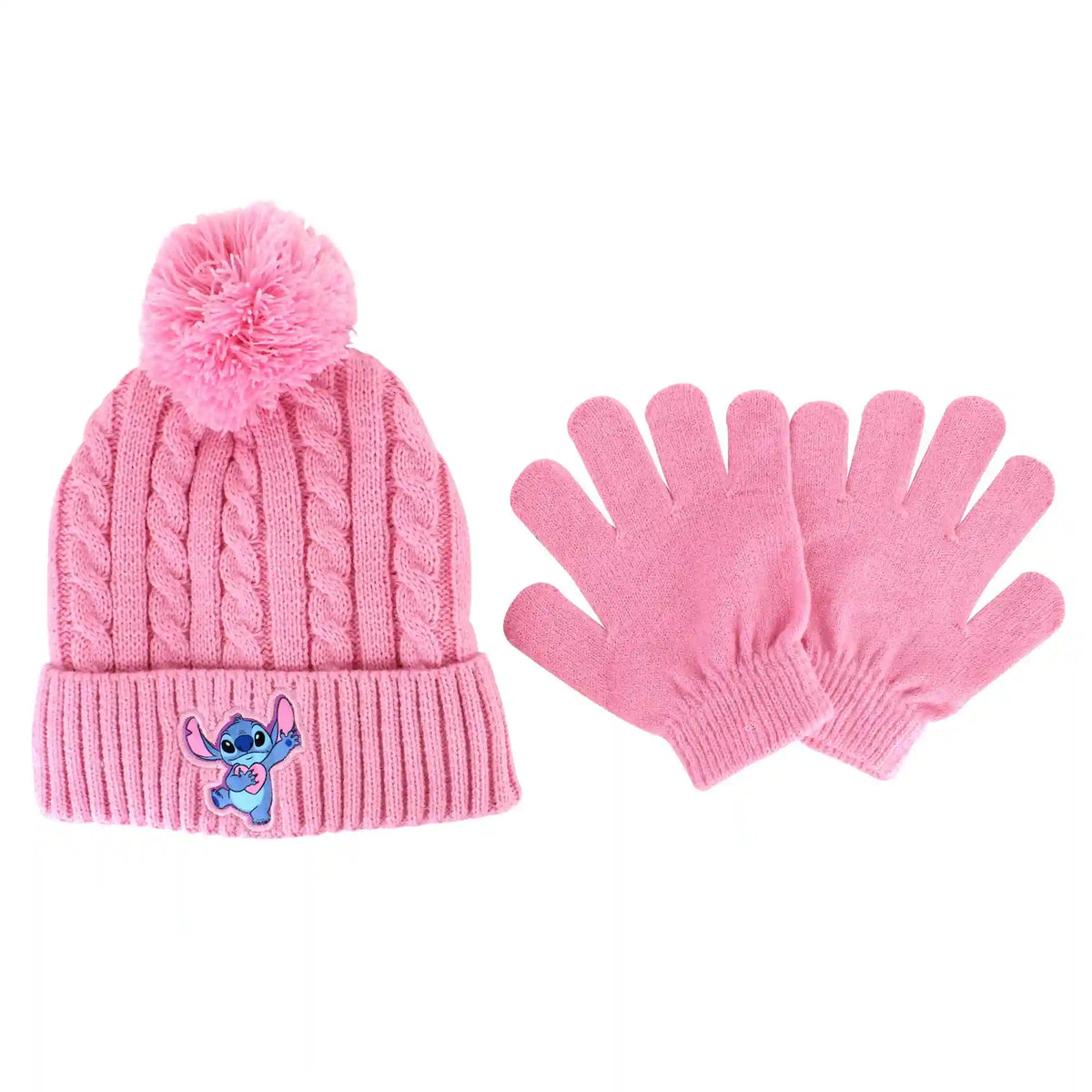 Kids' Disney Stitch Cable Knit Hat And Glove Set