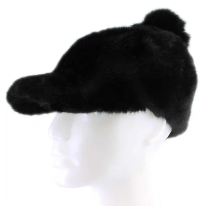 Couture Gems Fluffy Cap With Faux-Fur Pom
