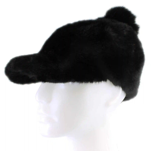Couture Gems Fluffy Cap With Faux-Fur Pom