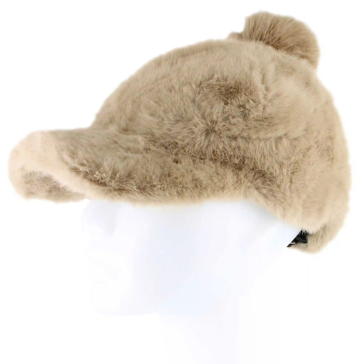 Couture Gems Fluffy Cap With Faux-Fur Pom