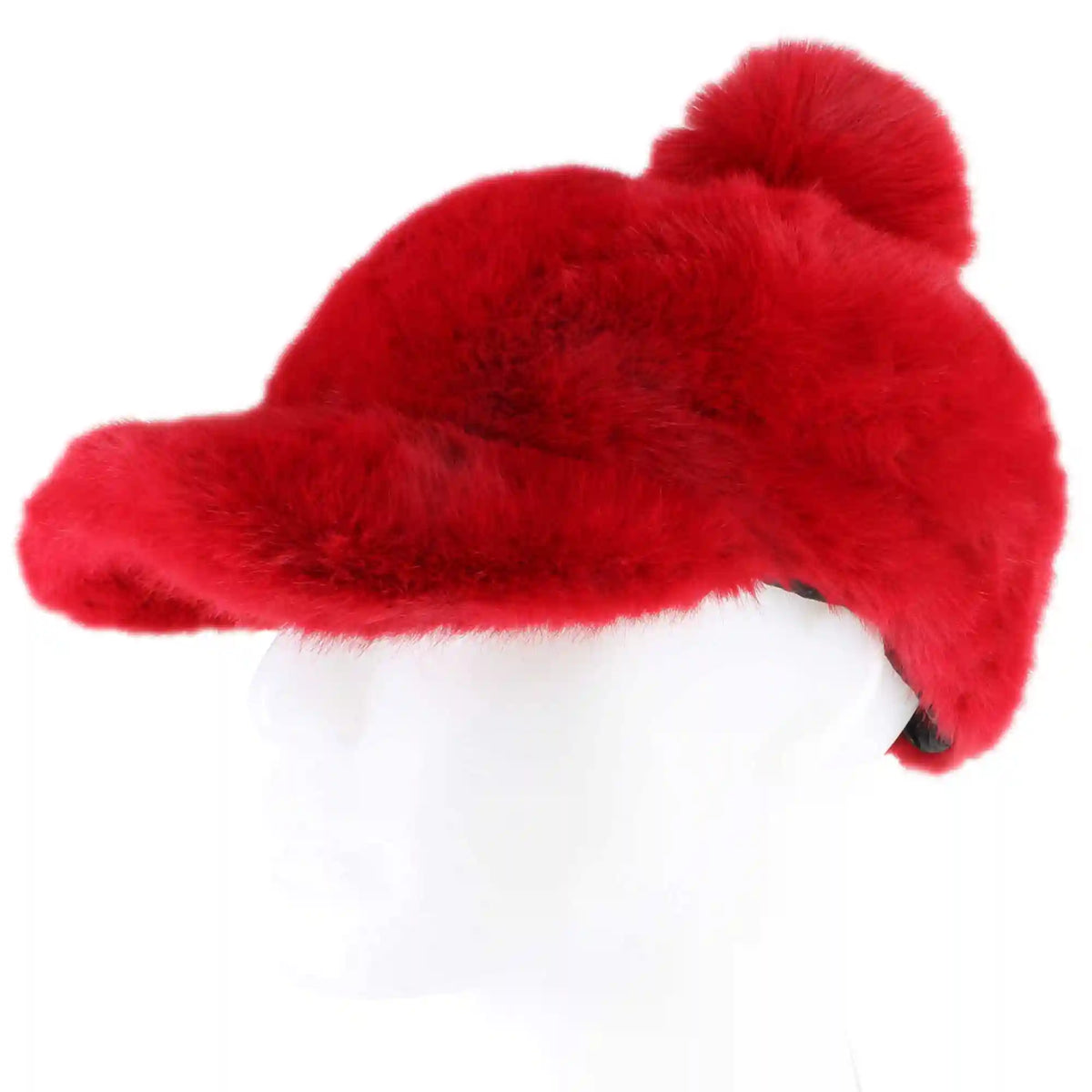 Couture Gems Fluffy Cap With Faux-Fur Pom