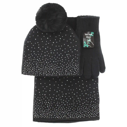 Women's Couture Gems Rhinestone Scarf 3-Piece Set