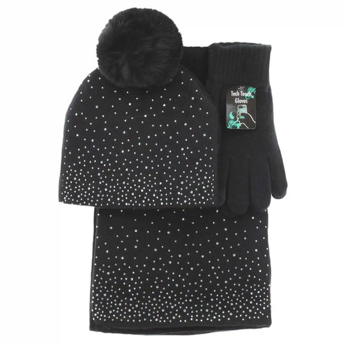 Women's Couture Gems Rhinestone Scarf 3-Piece Set