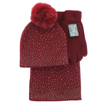 Women's Couture Gems Rhinestone Scarf 3-Piece Set