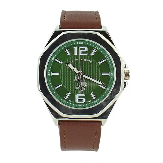 U.S. Polo Association Watch With Faux-Leather Band