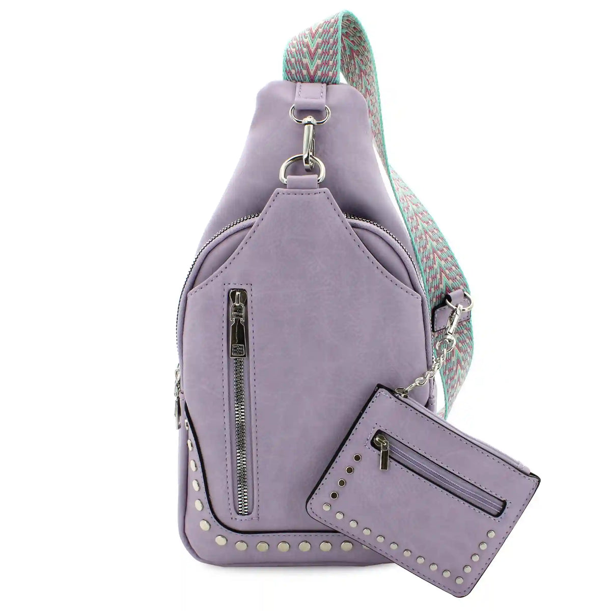 Sam & Hadley Studded Sling With Clip-On Pouch