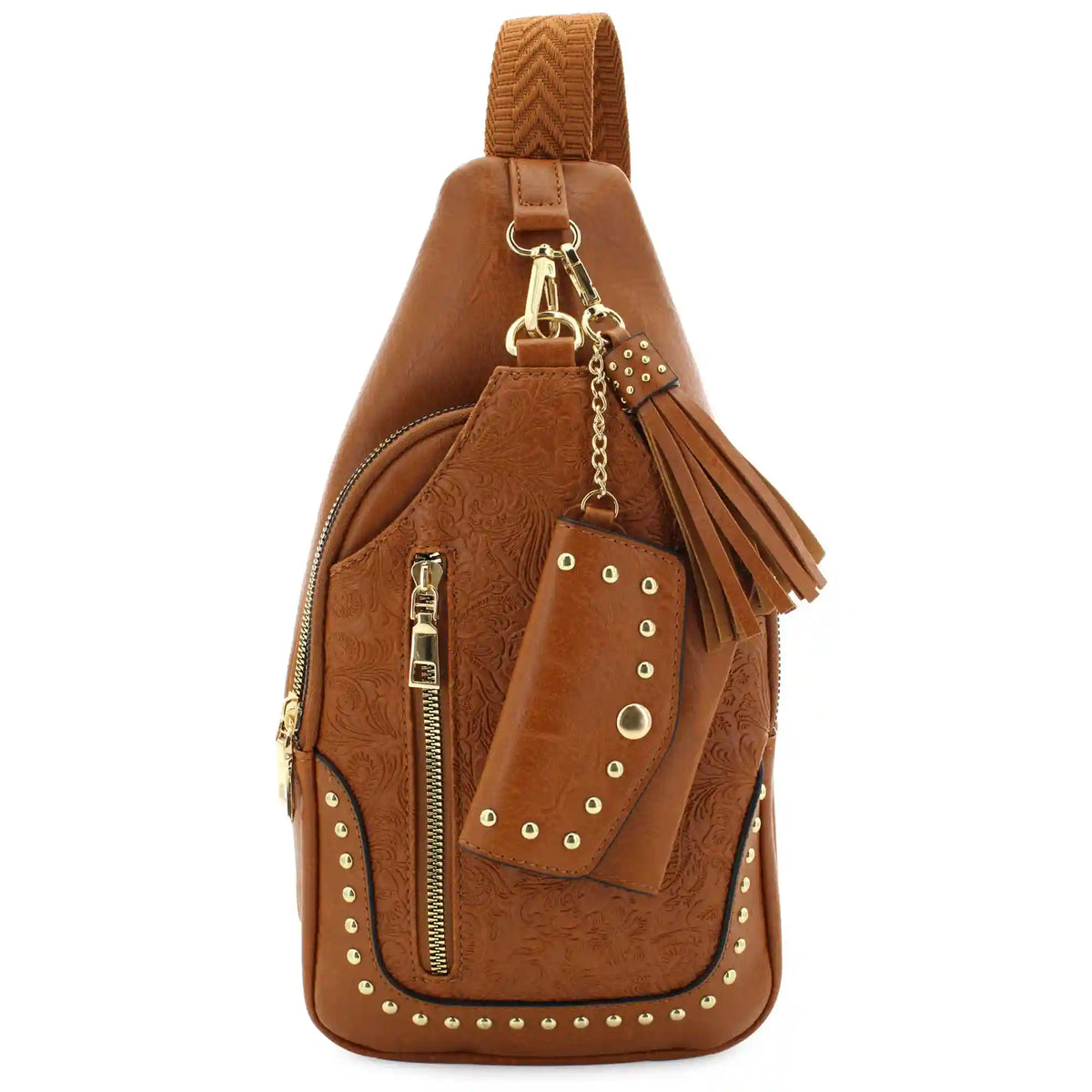 Sam & Hadley Tooled Sling With Clip-on Pouch